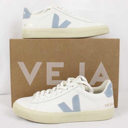 VEJA Campo Leather Sneakers In White Steel - Women's Size US 7 (CP0520784A380)