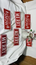 Frosty Glitter Snowman Christmas Stocking Holders Hanger Hook
