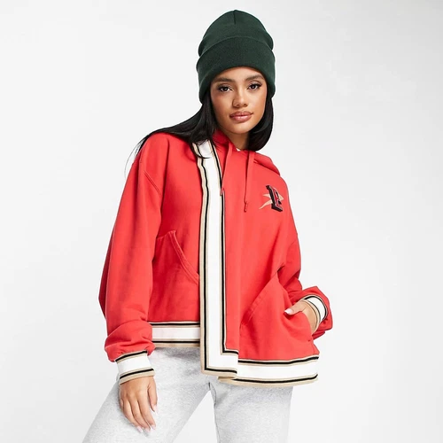Poncho oversize Puma x June Ambrose rosso High Court Hope con cappuccio taglia M nuovo con etichette
