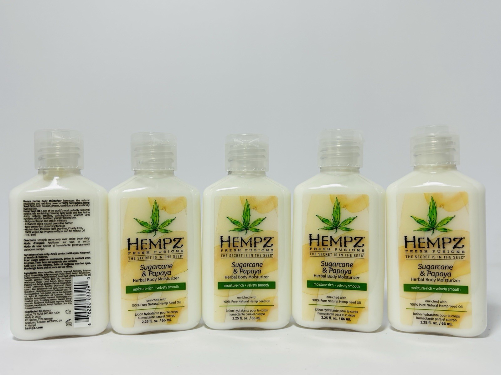 5 Pack Hemp Herbal Body Moisturizer 2.25 Oz Travel Size.