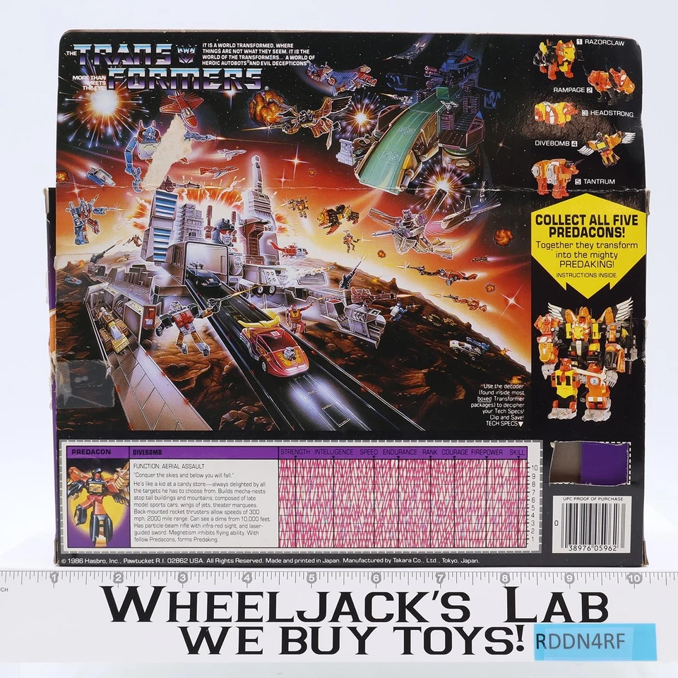 Divebomb 100% Complete W/Box & Insert 100% Complete 1986 G1 Transformers NM - Image 4 of 4