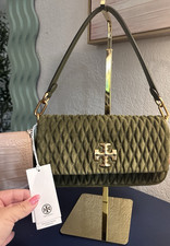 Tory Burch Green Quilted Shoulder Bag Gold Lo...