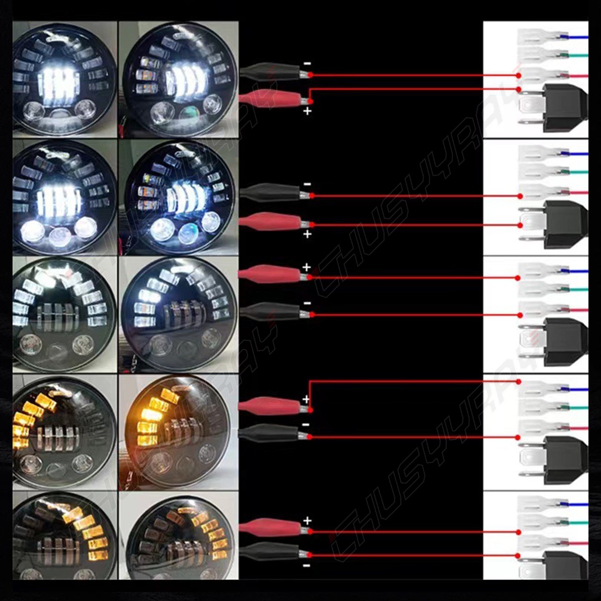 Pair Newest 7"in Round LED Headlights DRL Hi/Lo H4 For Jeep Wrangler JK TJ CJ LJ thumbnail 8