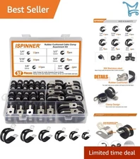 52pcs Stainless Steel Rubber Cushion Pipe Clamp Kit 1/4 to 3/4 Inch for Wiring