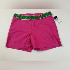 NWT Ralph Lauren pink and green shorts with belt size kids 16, 100 cotton