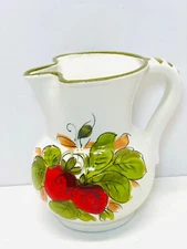 Vintage Ceramic Strawberry Jug / Pitcher / Vase Made in Italy - 6" - Signed Doni