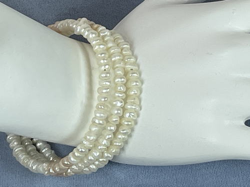 Cultured Freshwater Pearl Fashion Jewelry Coil Wire Wrap Bracelet 19"/5mm Large - Picture 2 of 3
