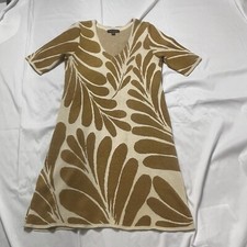 Ann Taylor Shimmer Leaf Petal V-neck Sweater Knee Length Dress Womens XS EUC