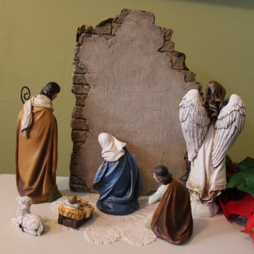 Nativity Set and Stable 8 in Scale Removable Pieces Gloria Angel 7 Piece Set - Picture 10 of 12