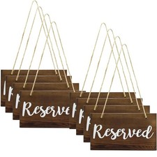 8 PCS Hanging Wooden Reserved Signs Rustic Reserved Seating Signs for Wedding...
