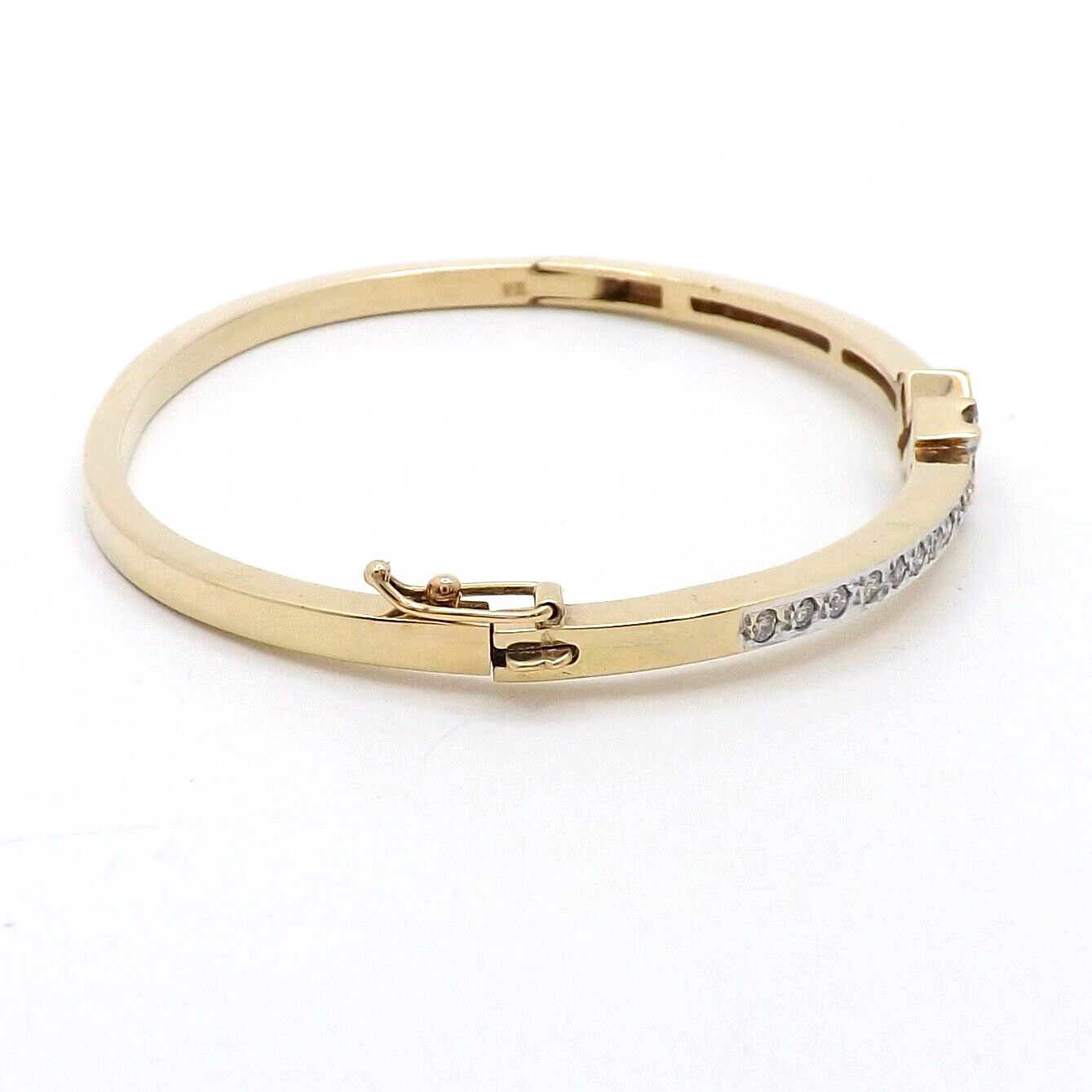Solid Gold Natural Diamond X Hinged Bangle Bracel… - image 10