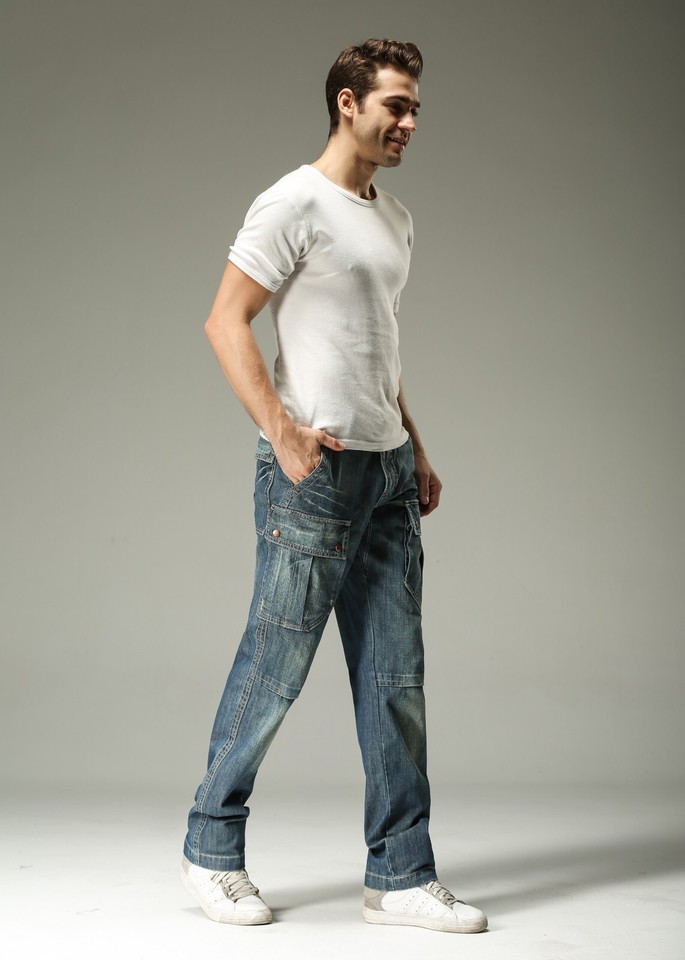 Mens Cargo Jeans Fox Jeans Men's Monroe Regular-Fit Denim Cargo Pants - Work Jeans In Sizes 32-44 Military Style Jeans - Foto 3