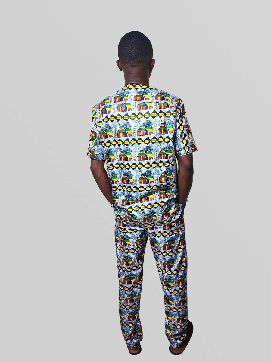 Ensemble Pantalon Chemise Ethnique en Tissu Africain Homme Color et El gant