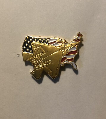 USA Fighter Jet American Flag Map Lapel Pin Air Force