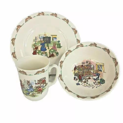 Royal Doulton Bunnykins 3 Piece Children’s Set Plate Bowl Mug Bunny Rabbit 