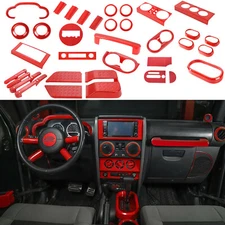 35pcs/Set Interior Decoration Cover Trim Kit For Jeep Wrangler JK 2007-2010 Red