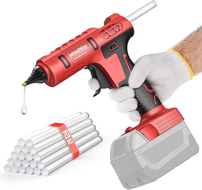 Cordless Glue Gun 20V Battery, Upgraded 100W Digital Temperature Adjustable Handheld Electric Power Full Size Heavy Duty Hot Glue Gun With 10 Glue Sticks (Battery Not Included - View #12