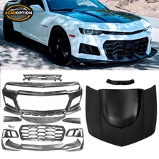 Fits 14-15 Camaro 1LE Style Front Bumper Conversion PP + Aluminum Hood Cover
