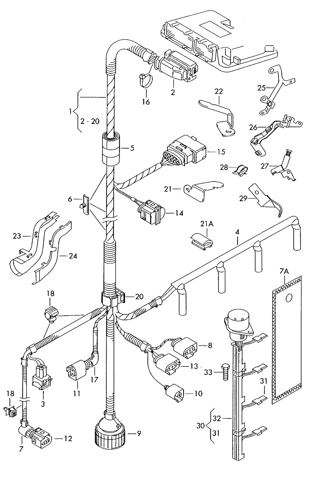 AUDI VW NEW GENUINE 1.9 TDI GLOW PLUG RAIL BRIDGE WIRING HARNESS