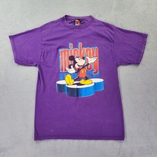 Vtg Disney Mickey Unlimited Shirt Mens Large Purple Graphic Print Made In USA