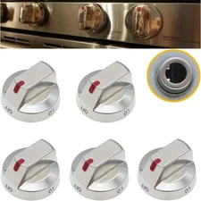 Stainless Steel Gas Range w/ Metal D Rings DG64-00473A Stove Knobs for Samsung