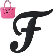 Black Letter Initial 'F'  Bogg Bag beach charm tote bag charm New 4 in length