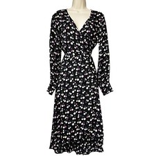 Levete Room Vintage Retro Wrap Cherry Print Midi Dress – XS