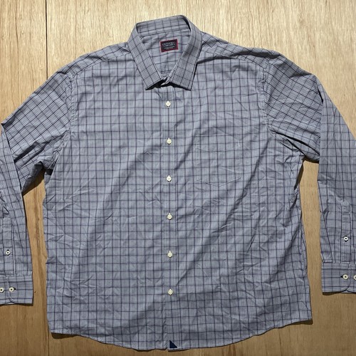 Camicia Untuckit blu quadri bottoni davanti manica lunga uomo taglia XXXL