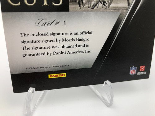 MORRIS RED BADGRO AUTO 2010 Panini GRIDRION CUTS RARE/18 Card NFL NY GIANTS HOF - Picture 7 of 7