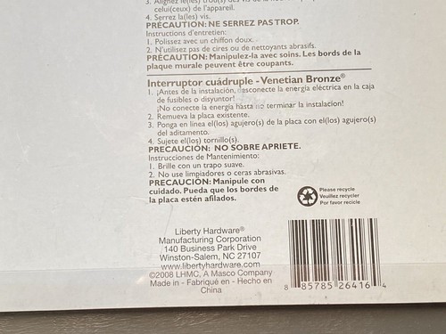 Quad 4 Gang Light Switch Cover Rope Wall Plate Venetian Bronze 126416 - Picture 6 of 6