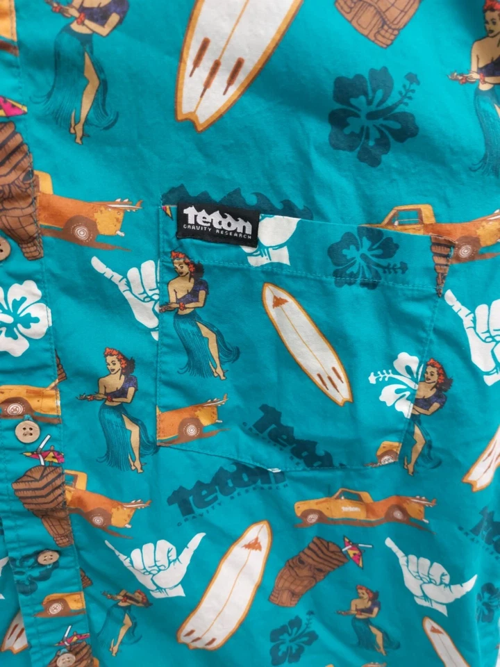 Teton Gravity Research Hawaiano Colgar Suelto Abotonado Manga Corta XL Foto 3 de 4