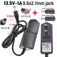 13.5V 1A AC Adapter DC Power Supply Charger Cord 5.5x2.1mm with 2DC Plug Tips
