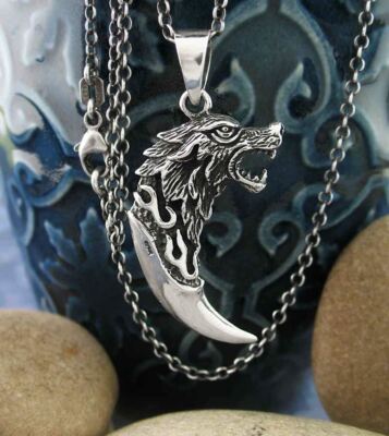 Wolf Claw Pendant ONLY No CHAIN Howling Head Fang Tooth Talon Viking Werewolf