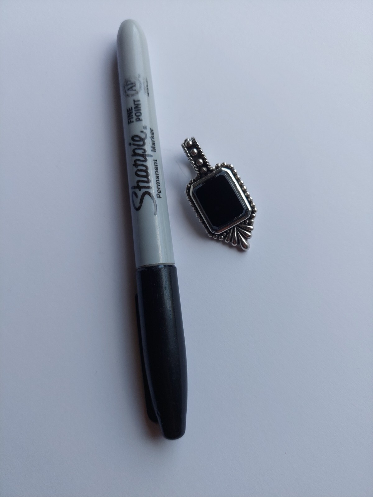 Sterling Silver Rectangular Onyx Pendant - image 7