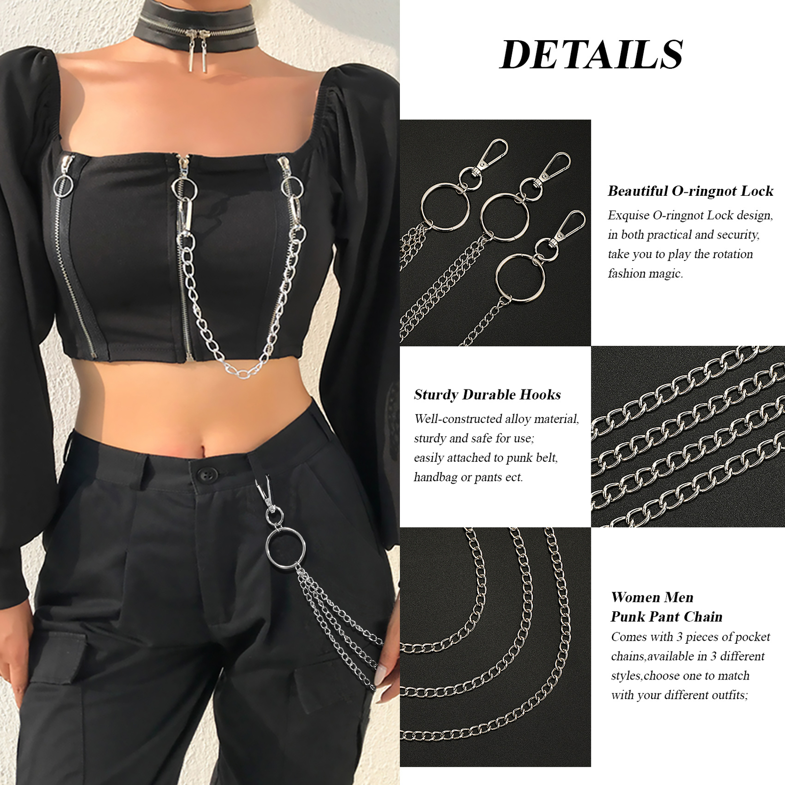Jeans Chains Wallet Pants Chain Silver 