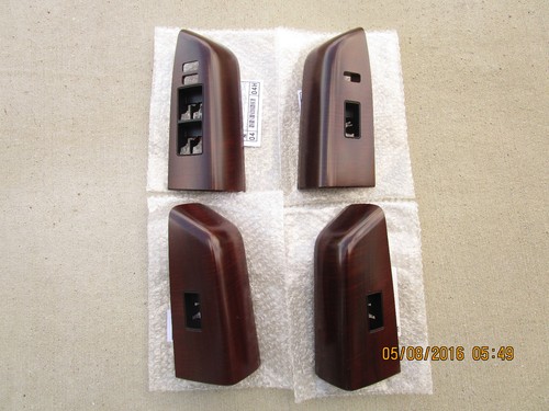 16 -21 TOYOTA SEQUOIA SET OF ALL 4 FOUR WINDOW SWITCH BEZEL TRIM CHERRY WOOD NEW - Picture 2 of 3