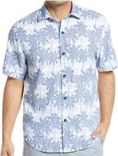 Tommy Bahama, Men's Silk Blend Short Sleeve Camp Shirt, Blue Palm Paradise XL