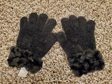 Women's Faux Fur Gloves Black One Size Fits Most