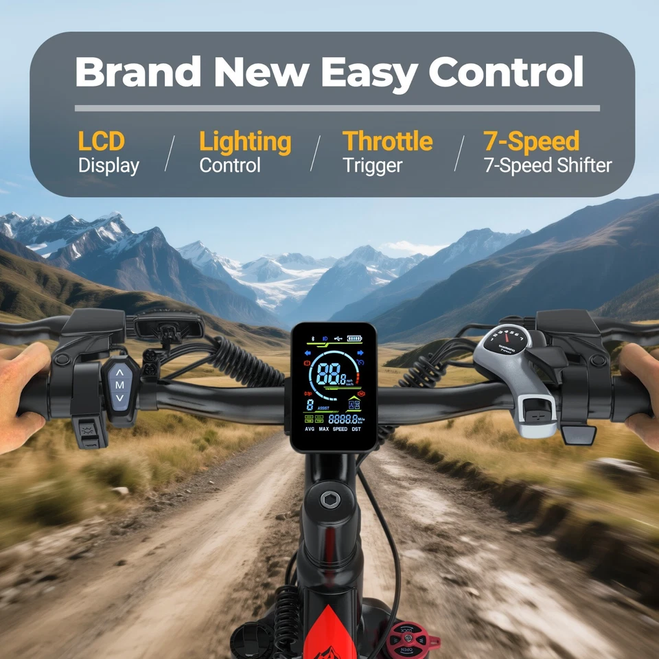 Bicicleta de montaña eléctrica AOVOPRO 26 pulgadas 22 MPH bicicleta eléctrica de viaje para adultos Foto 3 de 4