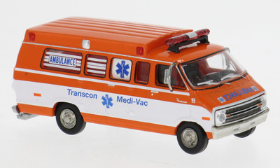 BREKINA  1975  DODGE B-200 AMBULANCE  TRANSCON  CANNONBALL RUN  HO 1/87 PLASTIC