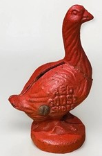 Red Goose Shoe Red Cast Iron Still Bank Vintage 1970s *Replica* Collectible