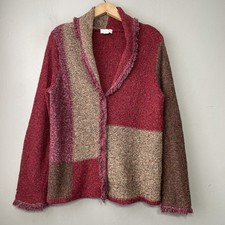 Patchwork Cardigan Size Medium Colorblock Fringed Sweater Artsy Festival Boho