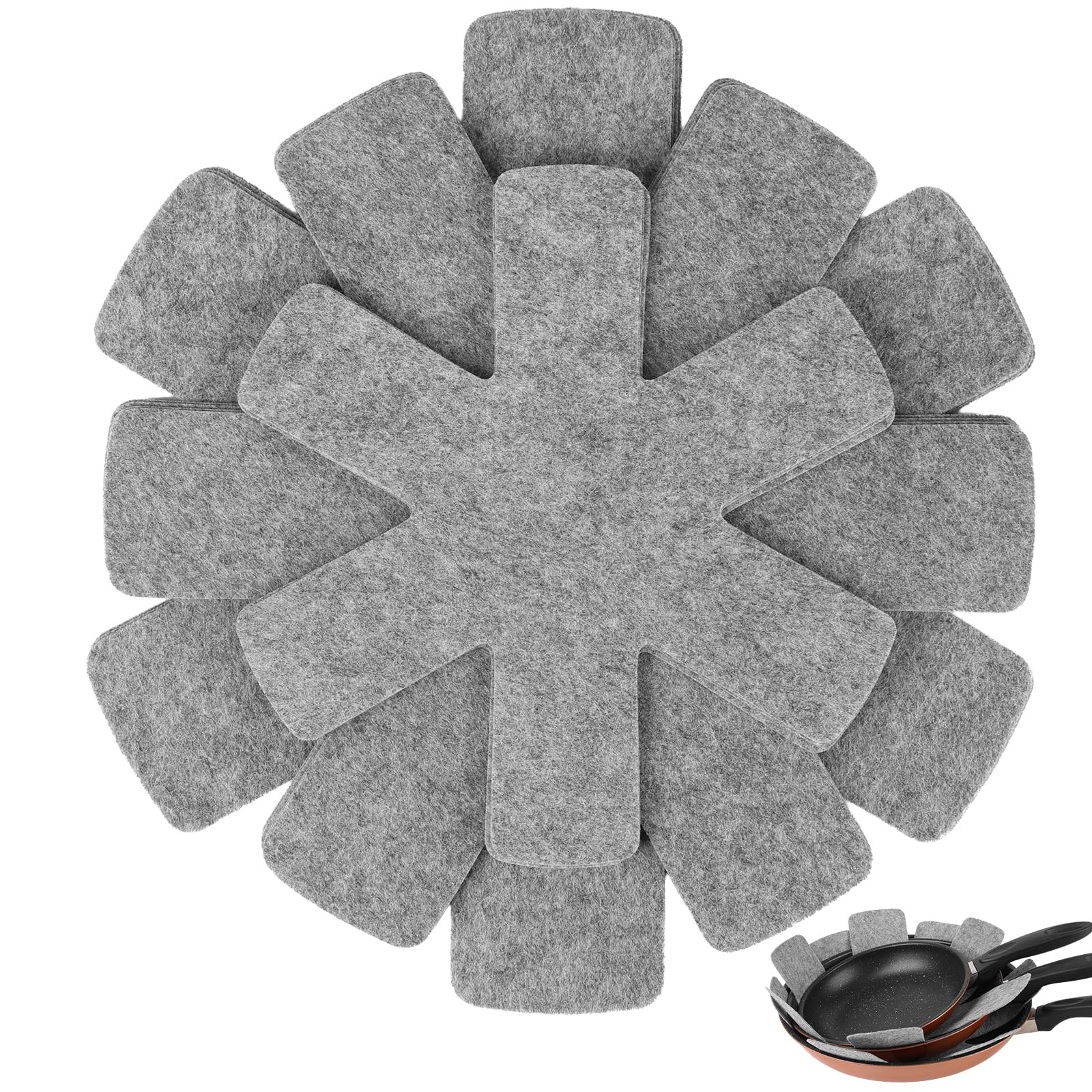 Pot and Pan Protectors, Set of 12 and 3 Different Size, Cookware Dividers Pad...