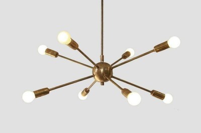 8 Light Mid Century Brass Sputnik Chandelier Premium Quality Light Fixture Items