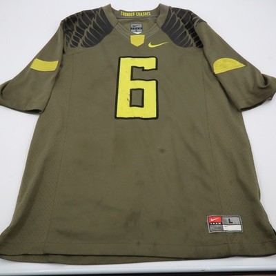 Nike Oregon Ducks Football Jersey Mens Large Olive Green Yellow #6 30830X-06A