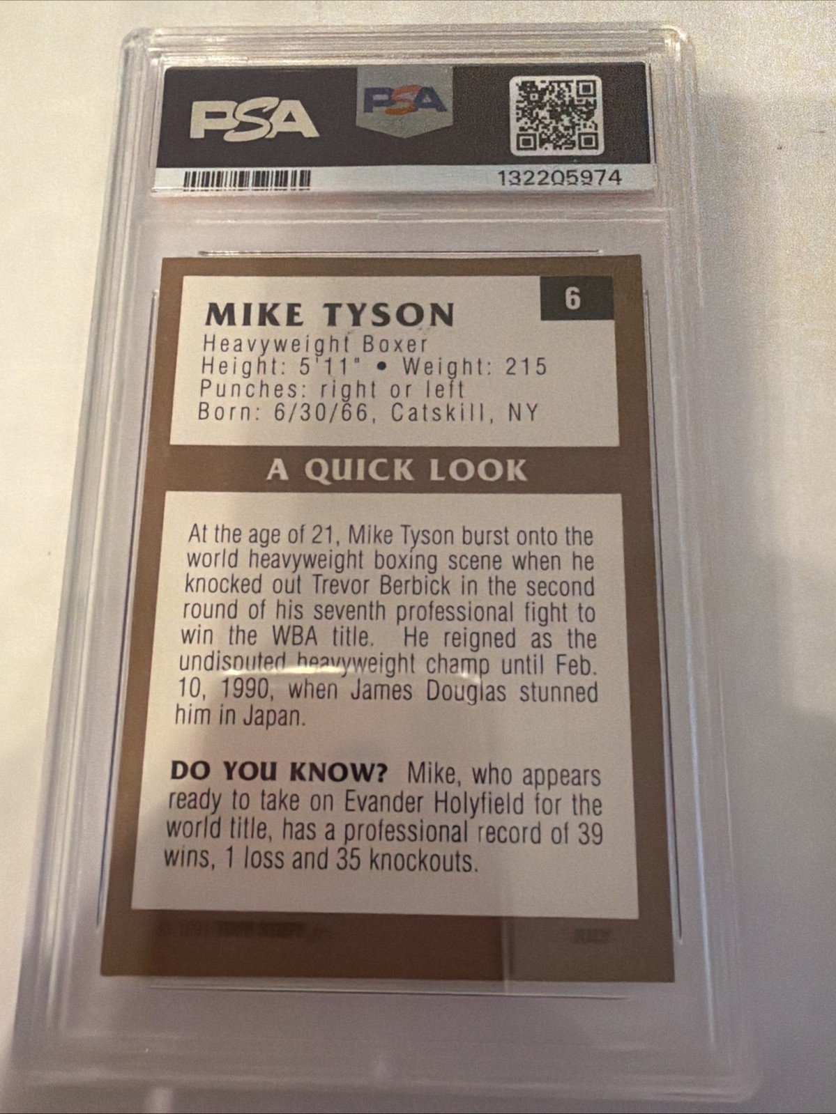 1991 Tuff Stuff JR Mike Tyson PSA 7
