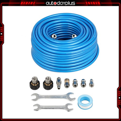 #ad 5800PSI Pressure Washer Sewer Jet Kit 100ft 1 4quot; Upgraded PU Hose Blue New $58.89