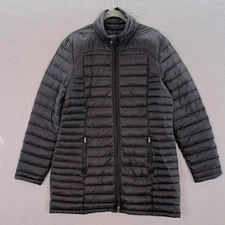 L-RL Lauren Active - women’s black puffer jacket quilted down coat dual zipper L