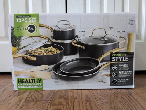 GreenPan Studio 12pc Cookware Set Nonstick Ceramic - Black
