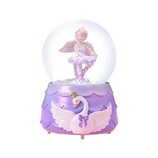 Ballerina Girl Swan Lake Musical Snow Globe, 80MM Glass Snowglobe Ballet Danc...